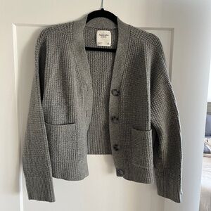 Abercrombie Grey Waffle Cardigan